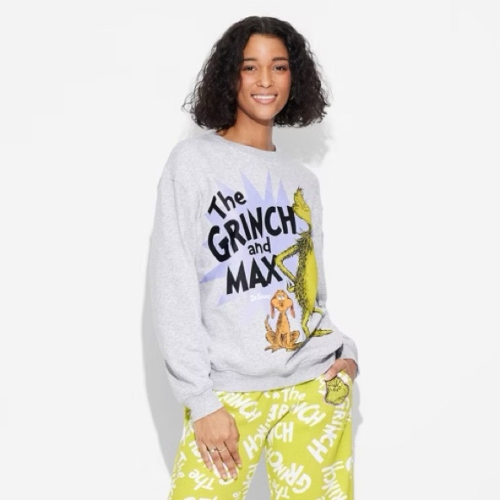 Women s The Grinch And Max Graphic Sweatshirt Heather Gray